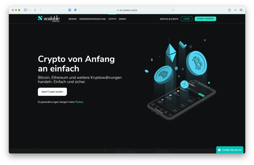 Screenshot der Scalable-Capital-App mit Krypto-ETPs, Oktober 2021